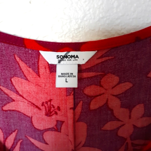 NEW WOMEN'S SLEEVELESS TOP TANK TOP LARGE RED RAYON - Picture 4 of 4